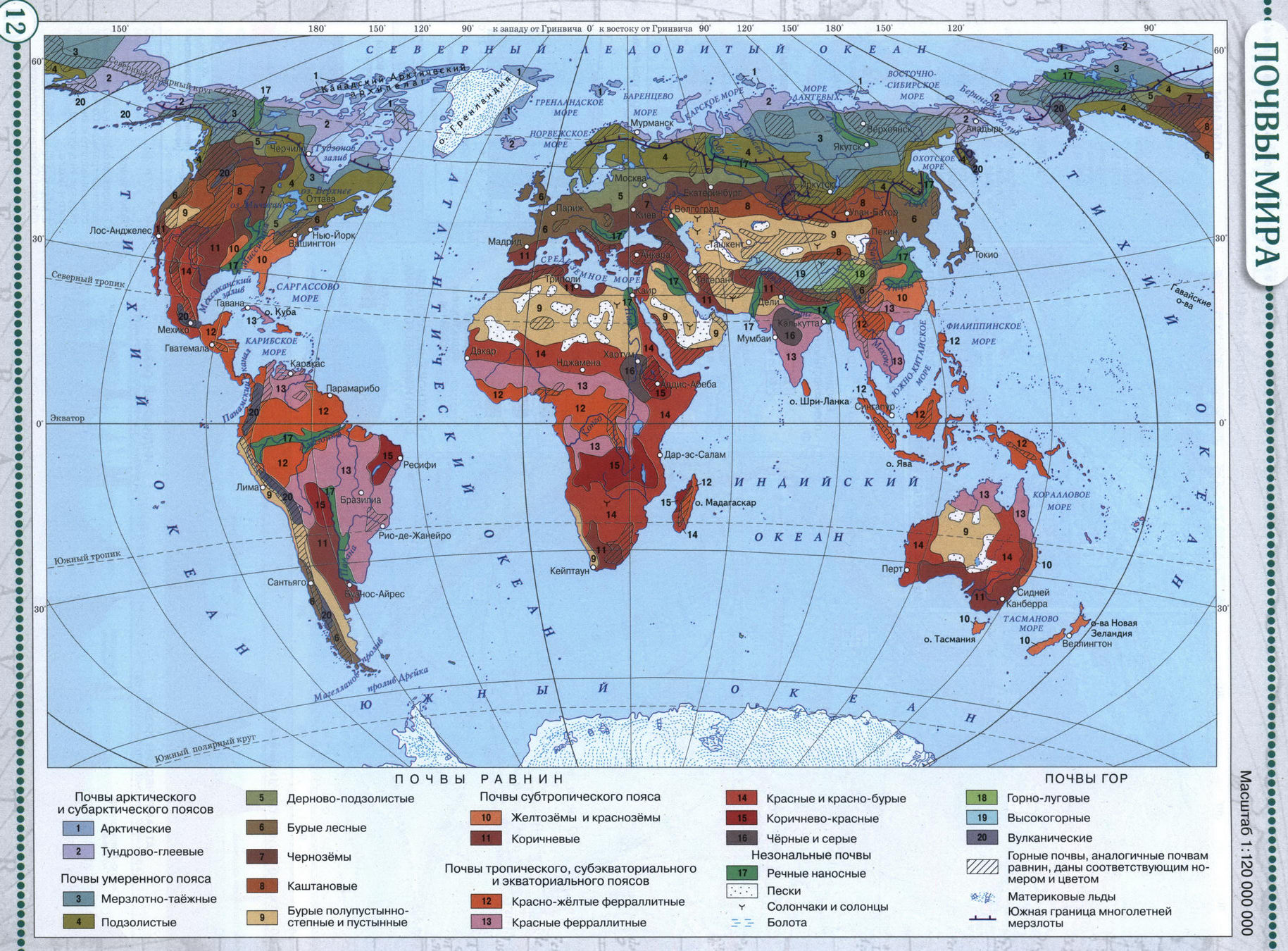 Почвы мира - Атлас по географии для 7 класса, издательство "Дрофа"