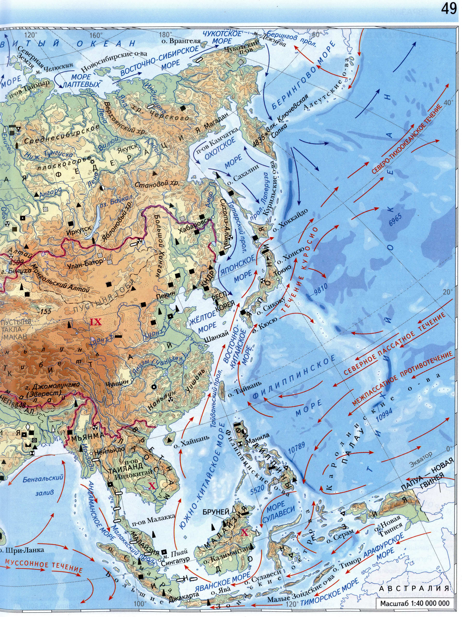 Атлас 7 класс Вентана Граф - Евразия физическая карта