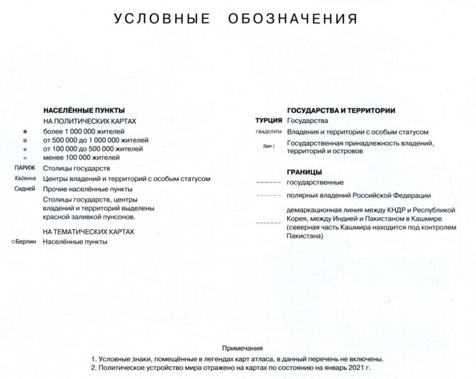 Условные обозначения Атлас полярная звезда 10-11 класс оглавление