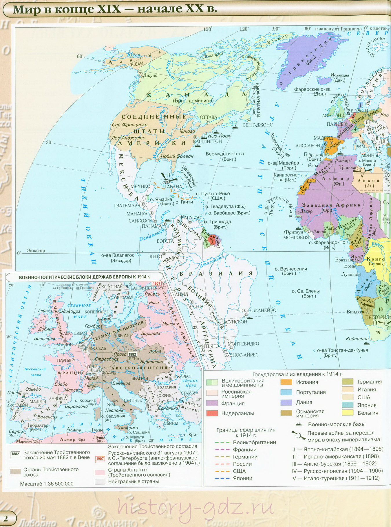 Политическая карта мира в конце 19 - начале 20 века - История