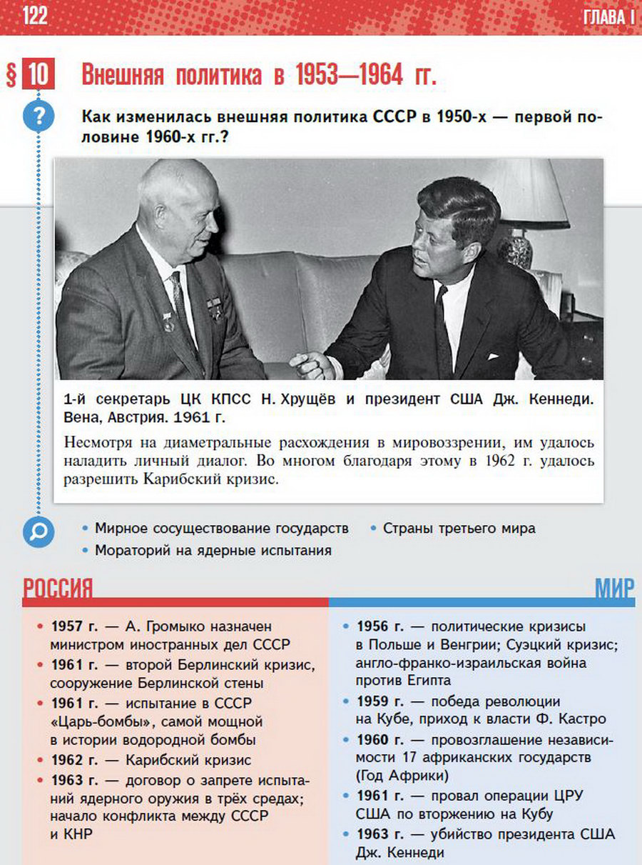 "Внешняя политика СССР в 1953-1964 годах" Параграф 10 История России 11 класс Мединский Торкунов читать онлайн 